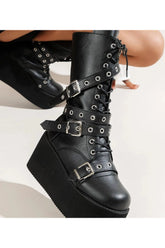 Alt Lace Up Buckle Wedge Boots Shoptery