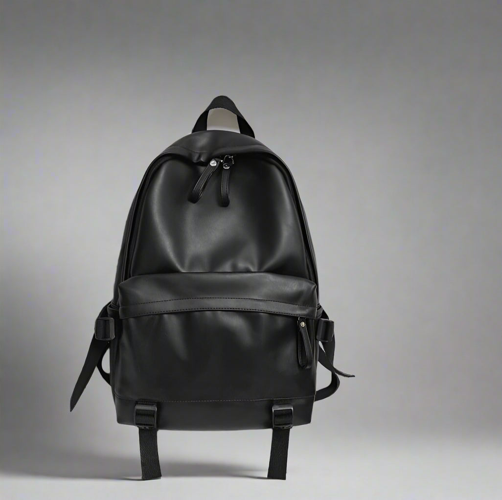 Aesthetic Leather Rucksack School Backpack 68black Shoptery