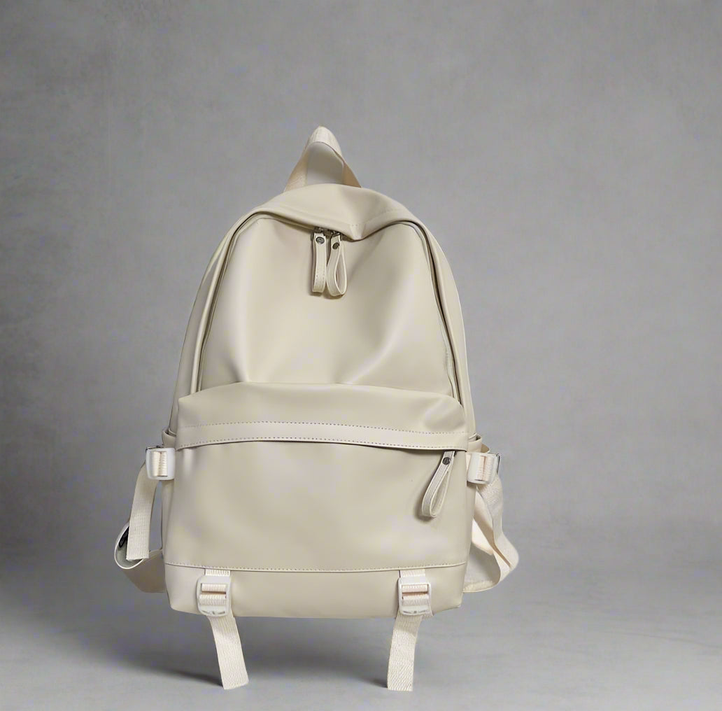 Aesthetic Leather Rucksack School Backpack 68beige Shoptery
