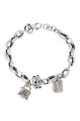 Edgy Lucky Charm Silver Bracelet Shoptery