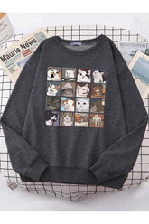 Aesthetic Meme Cats Oversized Sweatshirt Dark Gray Shoptery