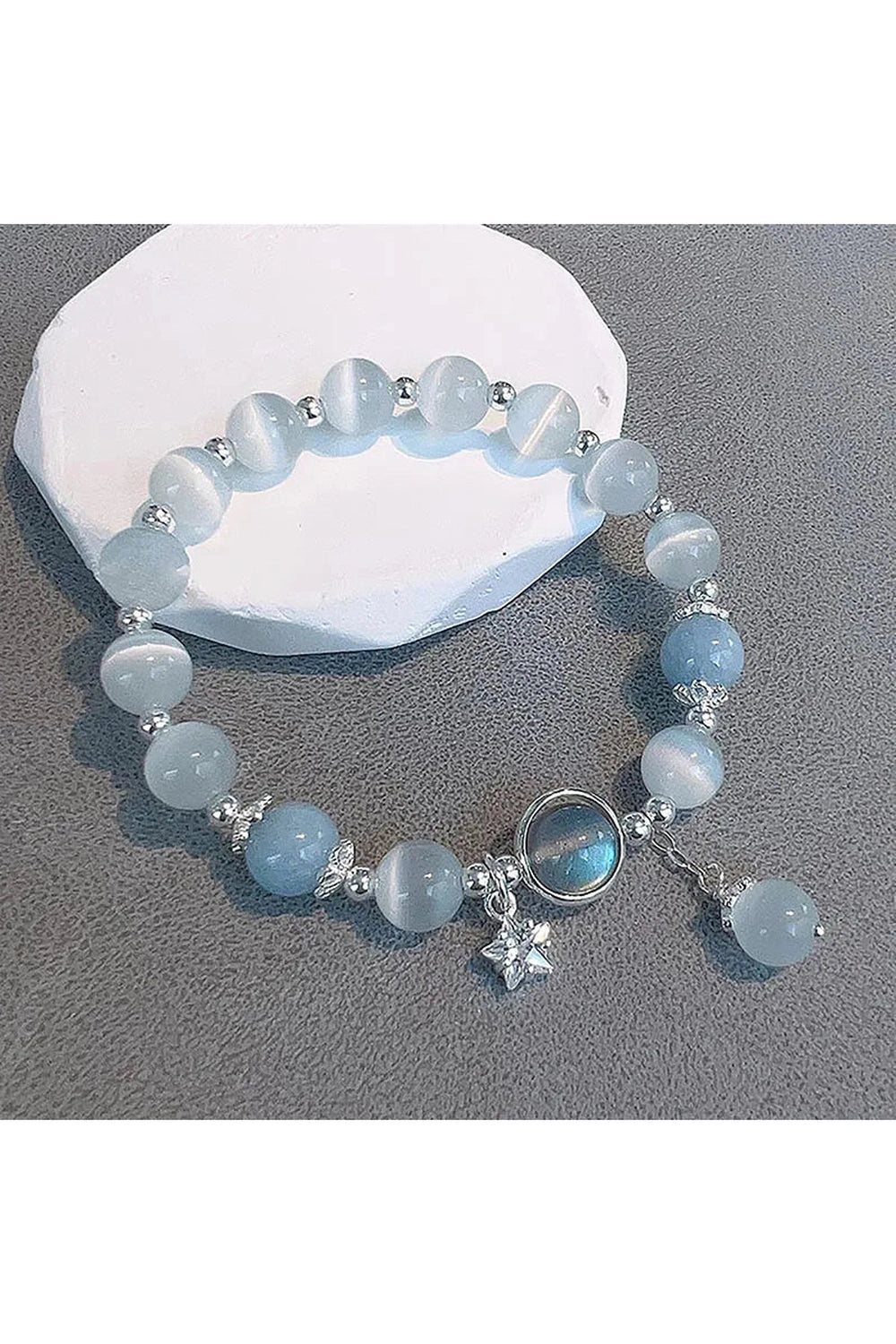 Aesthetic Opal Sea Blue Crystal Bracelet Shoptery