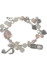Y2k Pink Strawberry Note Charm Bracelet Shoptery