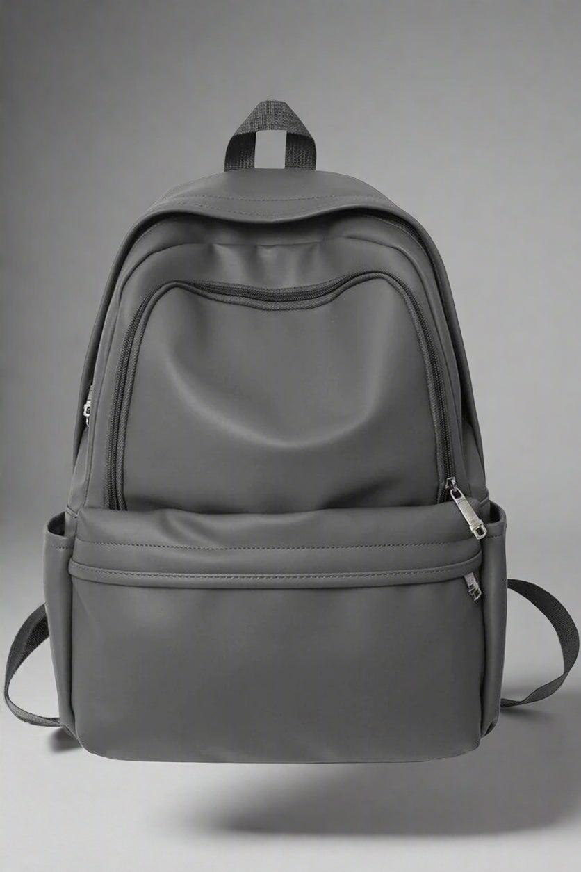 Aesthetic PU Leather Couple Backpack grey 5004 Shoptery