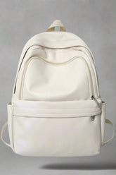 Aesthetic PU Leather Couple Backpack beige 5004 Shoptery