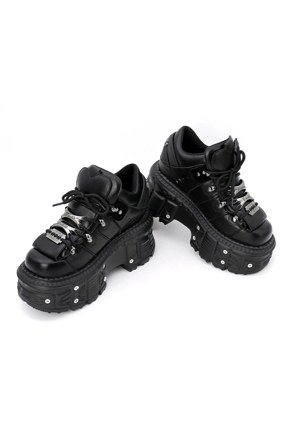 Alt Punk Lace-up Ankle Sneakers Black Shoptery