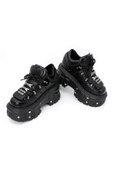 Alt Punk Lace-up Ankle Sneakers Black Shoptery