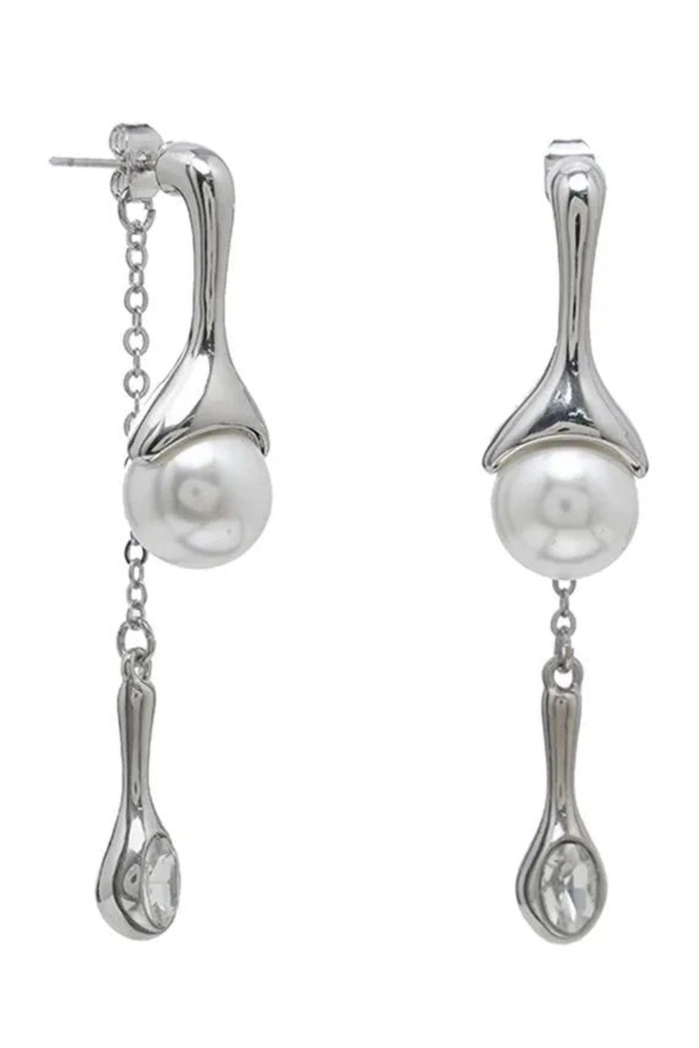 Alt Punk Pearl Tassel Drop Earrings Platinum Plated Shoptery