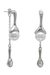 Alt Punk Pearl Tassel Drop Earrings Platinum Plated Shoptery