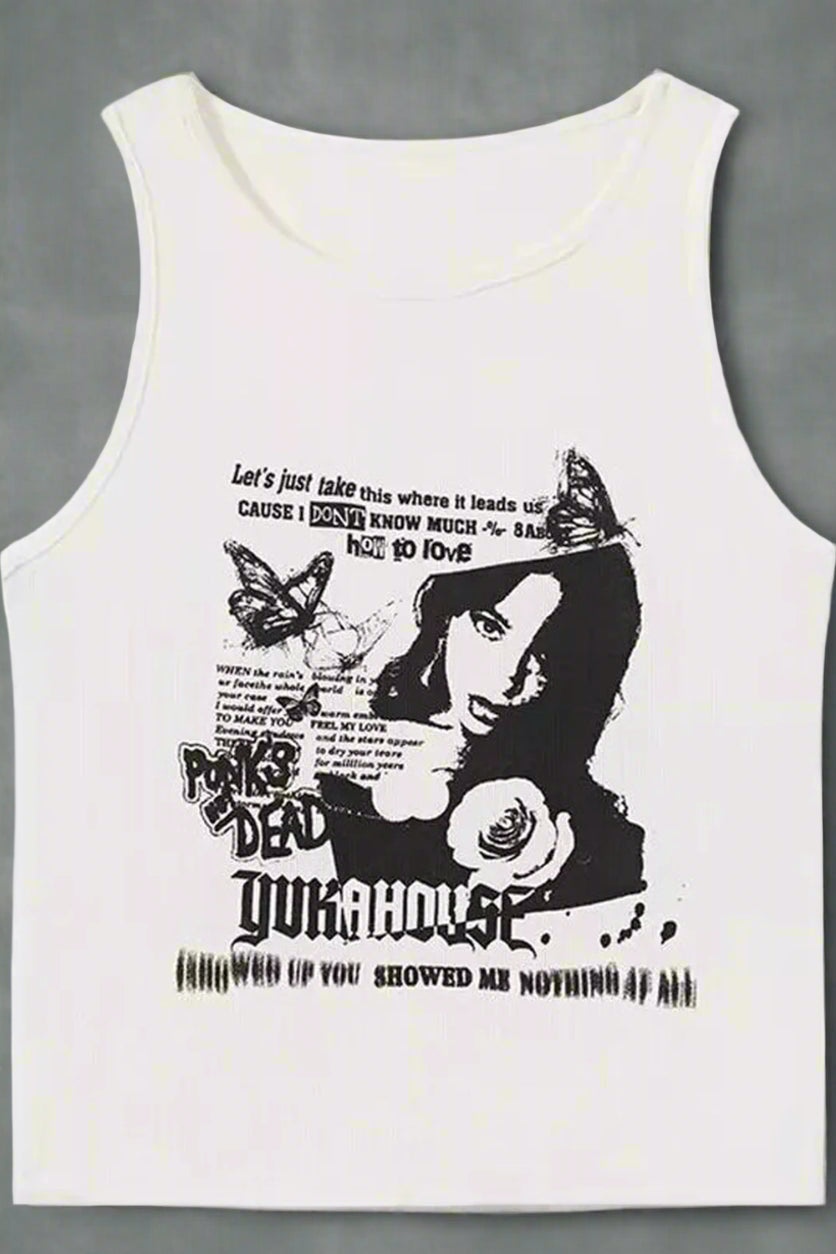 Alt Rebel Echoes Tank Top WHITE Shoptery