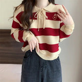 Retro Red Doll Collar Knit Sweater PDD 2697 hong 40-62kg can wear Shoptery