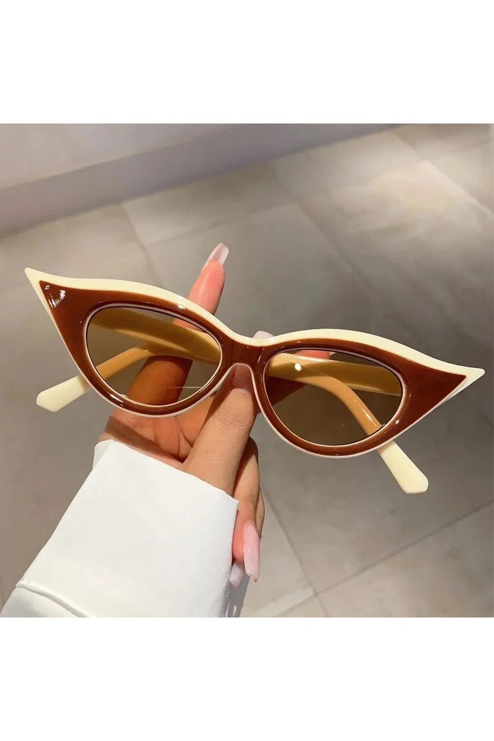 Retro Cat Eye Trendy Sunglasses beige brown-brown CN as picture shows Shoptery