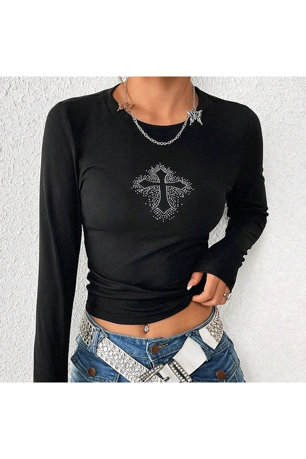 VS cheapest jeweled long sleeve crop tee