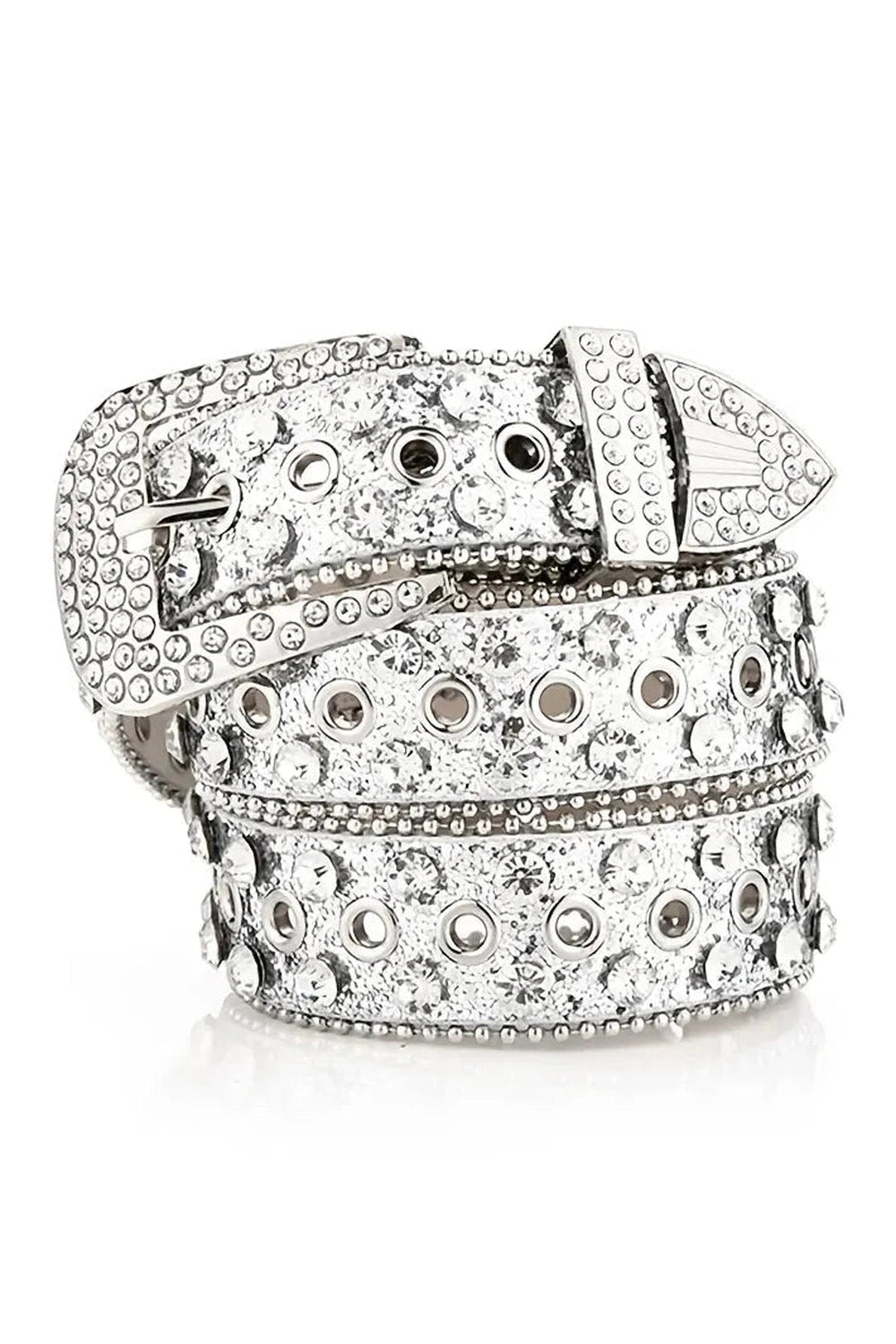 Aesthetic Rhinestone Studded Belt Silver 100CM Shoptery