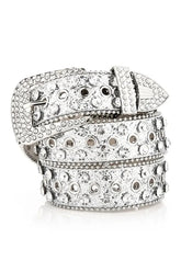 Aesthetic Rhinestone Studded Belt Silver 100CM Shoptery
