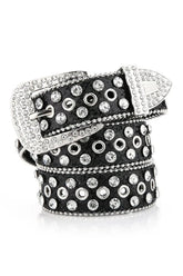 Aesthetic Rhinestone Studded Belt Black 100CM Shoptery