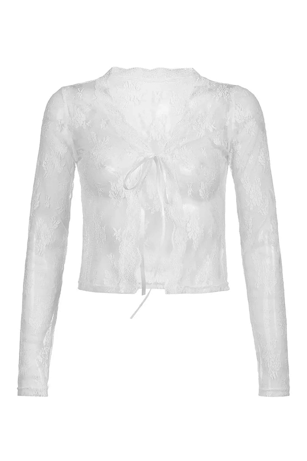 Coquette See-Through Lace Floral Cardigan Shoptery