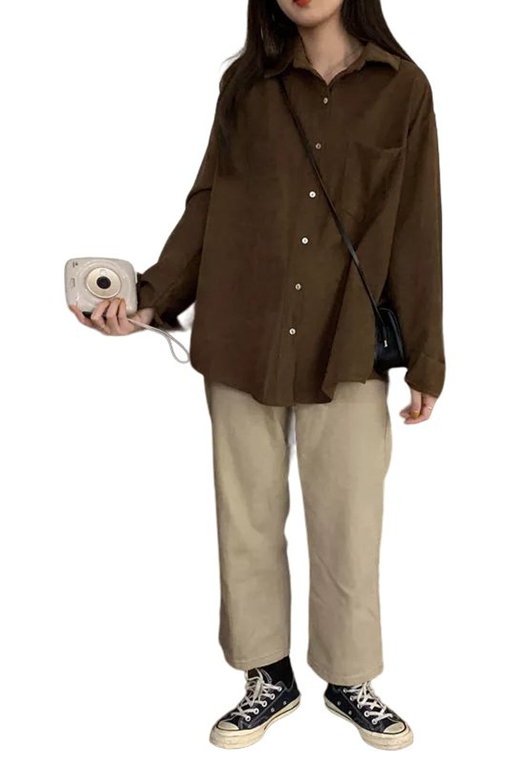 Solid Pocket Retro Shirt brown Shoptery