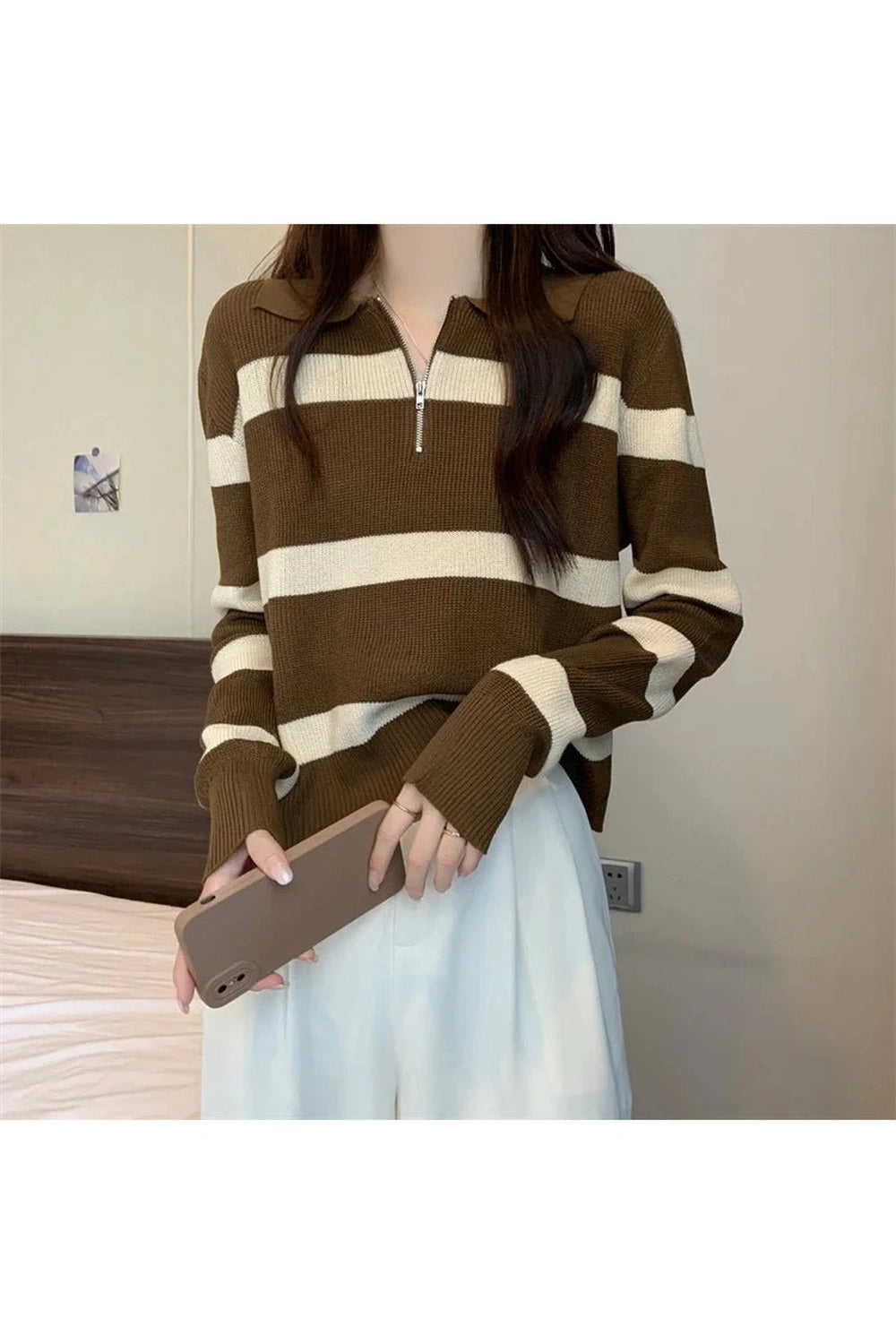 Spring Striped Patchwork Knit Pullover PDD 95102 zhong 40-60kg can wear Shoptery