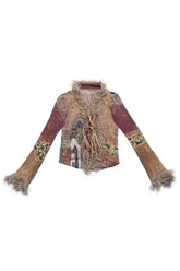 Y2k Rave Tassel Mesh Alt Irregular Shirt as photo Shoptery