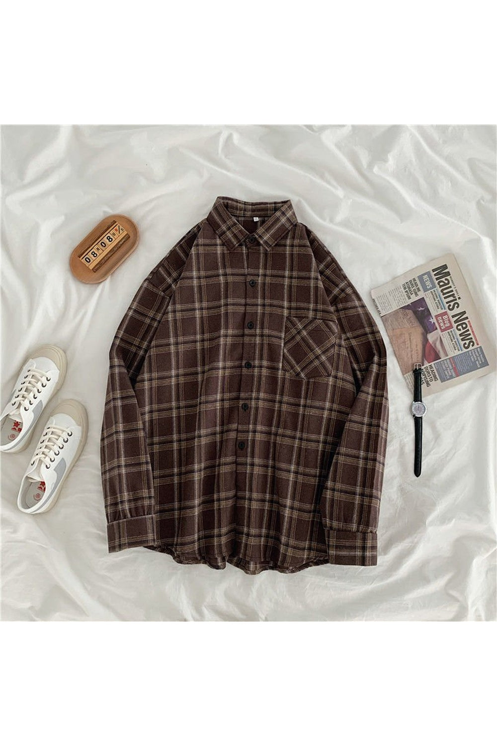 Retro Plaid Shirt 093205brown Shoptery