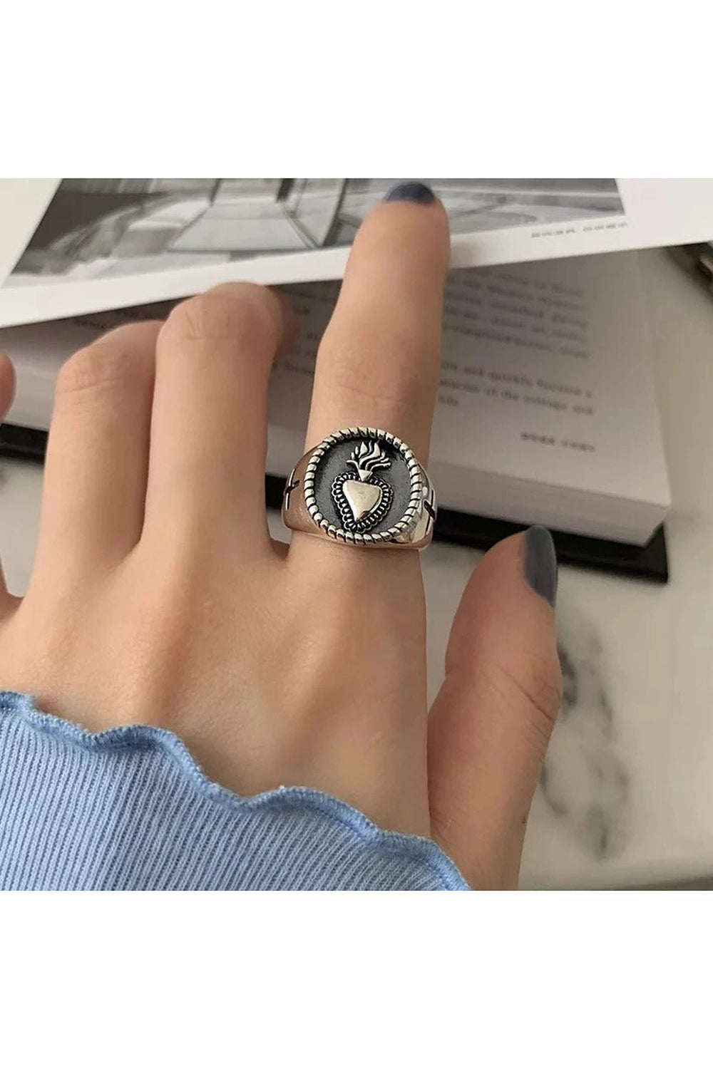 Alt Hollow Heart Silver Ring R1948 Shoptery