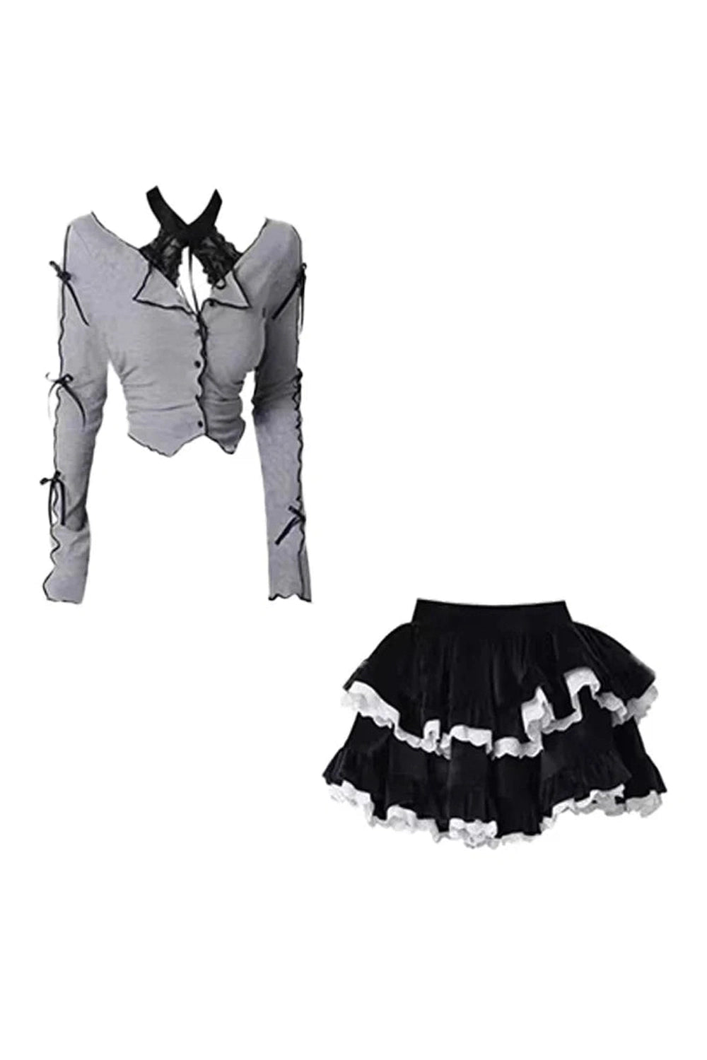 Y2k Top + Skirt Two-Piece Outfit Set 2 piece set Shoptery
