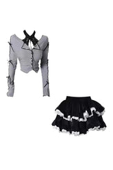 Y2k Top + Skirt Two-Piece Outfit Set 2 piece set Shoptery