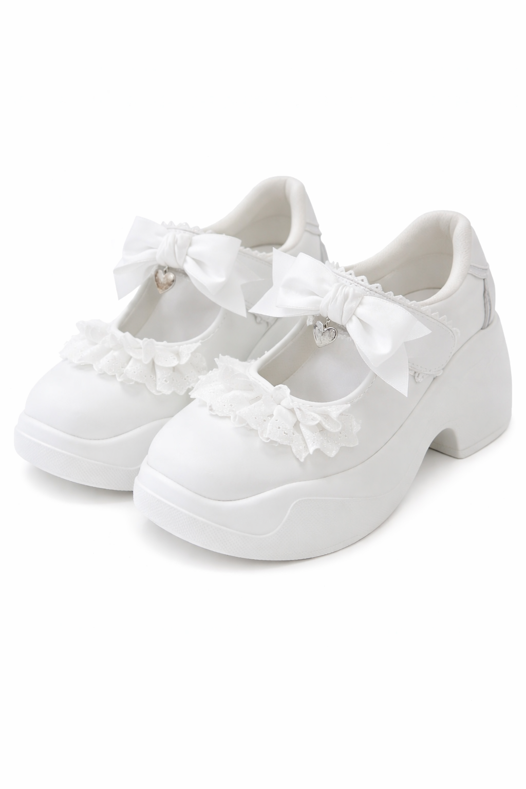 Fairy Kei Pastel Blue Plaid Skirt & Lace Bow Mary Jane Sneaker Set White Shoptery