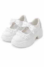Fairy Kei Pastel Blue Plaid Skirt & Lace Bow Mary Jane Sneaker Set White Shoptery