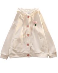 Blush Bloom Button Kawaii Jacket WHITE Shoptery