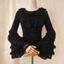 Jirai Kei Black Ruffle Lace Flare Sleeve Button Blouse black Shoptery
