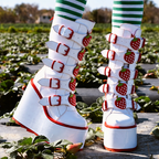 Decora Rainbow Heart Multi-Buckle Platform Mid-Calf Boots in Pink white strawberry China Mainland Shoptery