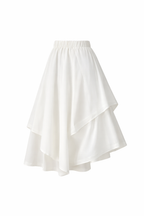 Mori Kei Asymmetric Layered Draped Midi Skirt in Black White China Mainland Shoptery