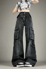 Urban Utility Y2k Cargo Jeans Black Shoptery
