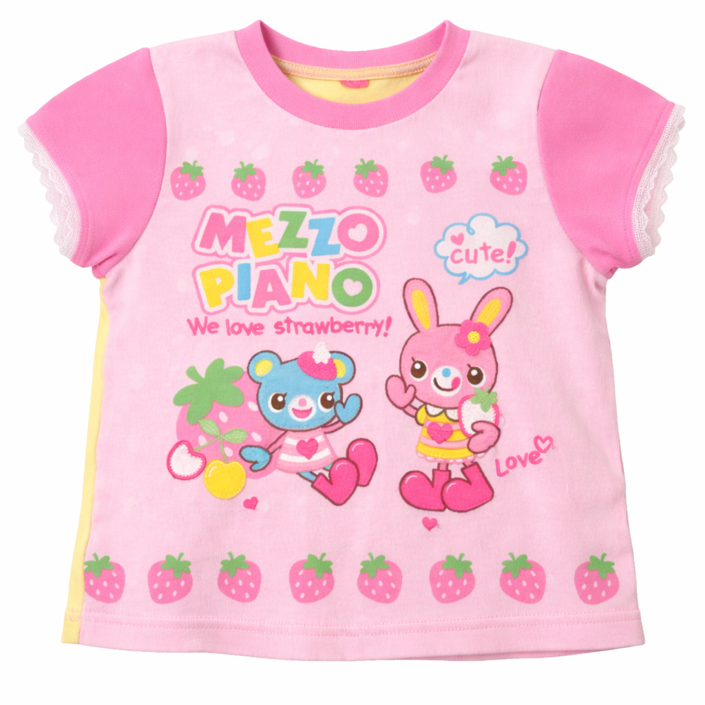 Decora Kawaii Strawberry Bunny Graphic Fitted Tee Shoptery
