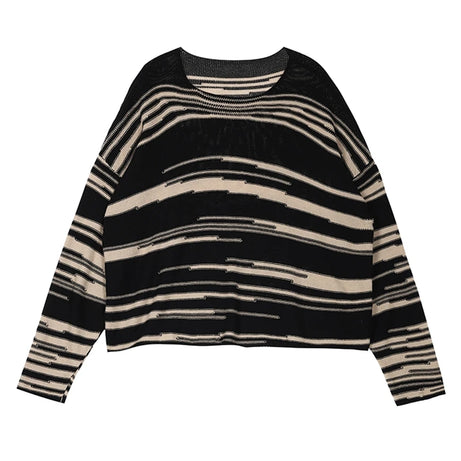 Retro Striped Long Sweater stripe One Size Shoptery