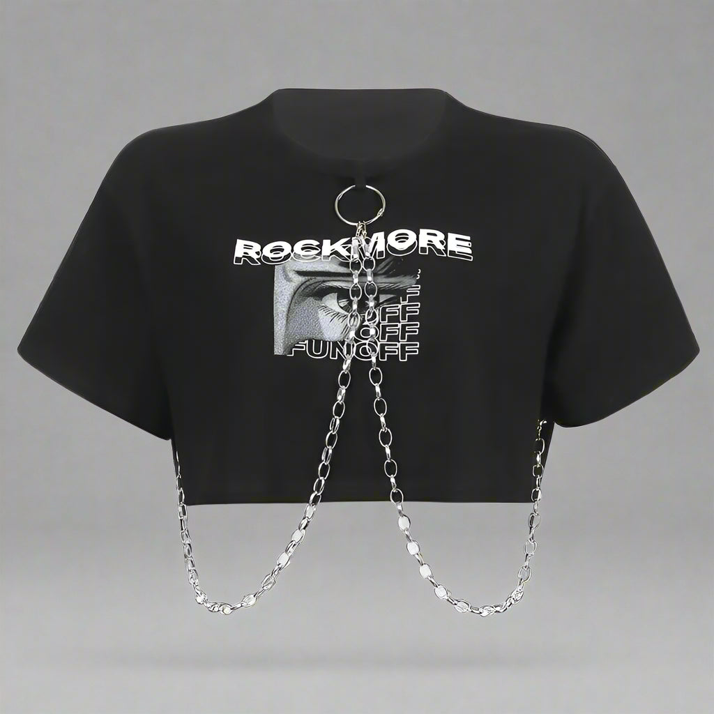 Link Statement Alt Crop Top Black Shoptery