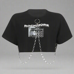 Link Statement Alt Crop Top Black Shoptery