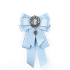 Visual Kei Black Satin Cameo Bow Brooch Lapel Pin Gold Blue Shoptery