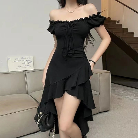 Dress – Midnight Ruffle – Aesthetic Style for Special Occasions black Shoptery