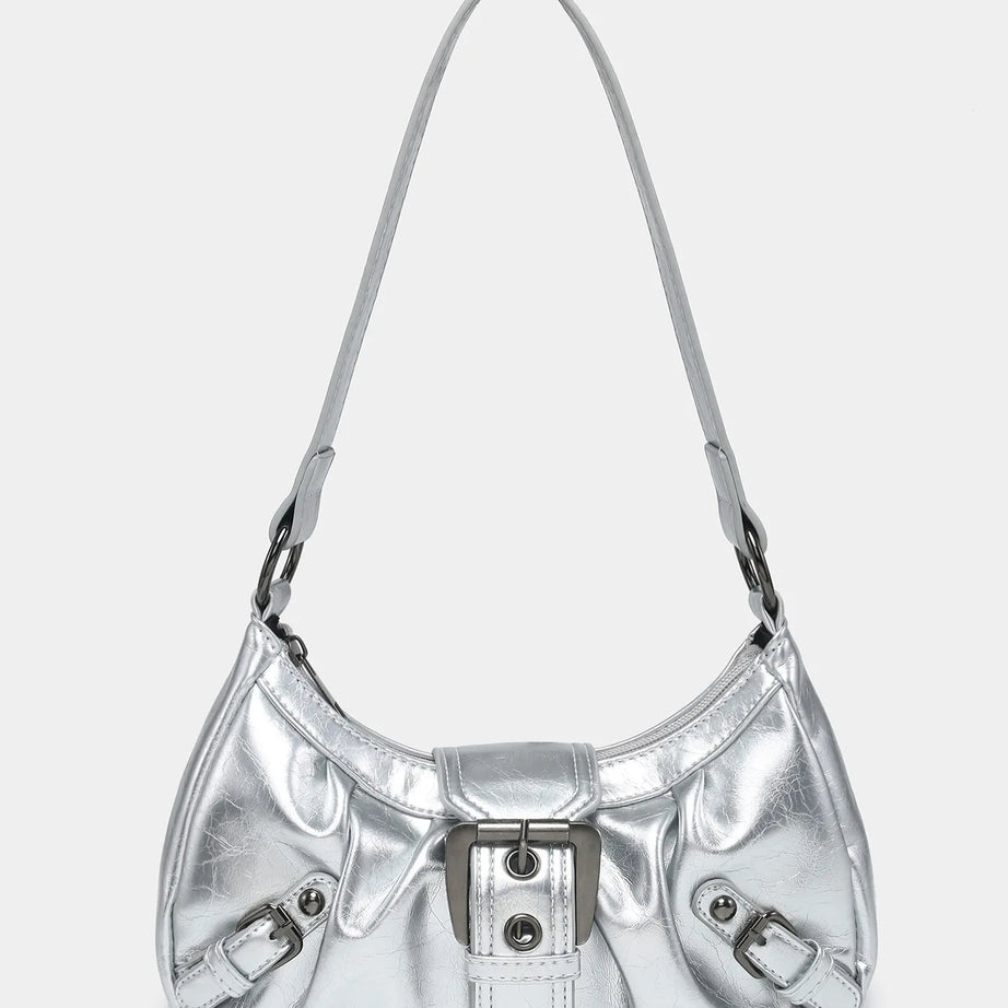 Buckle Rouge Y2k Shoulder Bag Silver Shoptery