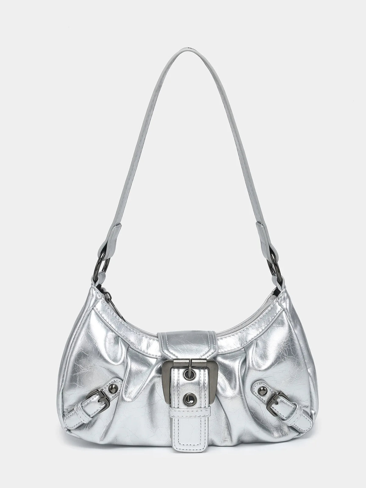 Buckle Rouge Y2k Shoulder Bag Silver Shoptery