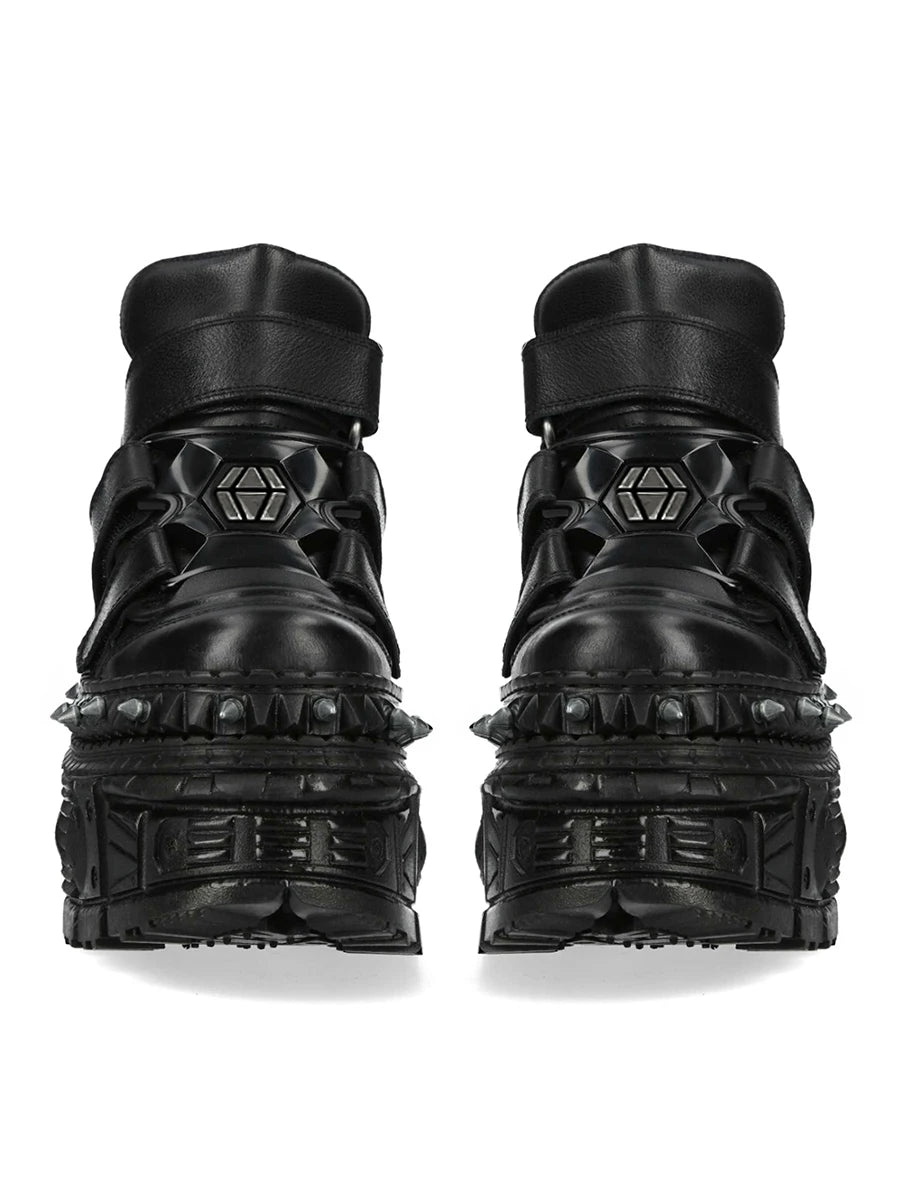 Visual Kei Black Leather Studded Extreme Platform Boots Shoptery