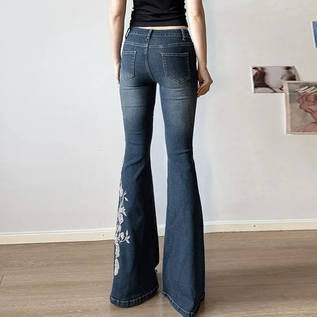 Petal Trail Embroidered Jeans Shoptery