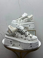 Visual Kei Studded Chain Platform Chunky Sneakers WHITE Shoptery