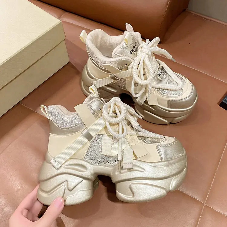 Glitter Tank Sneakers Gold plush Shoptery