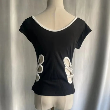 Petal Cutout V-Neck Aesthetic Top Shoptery