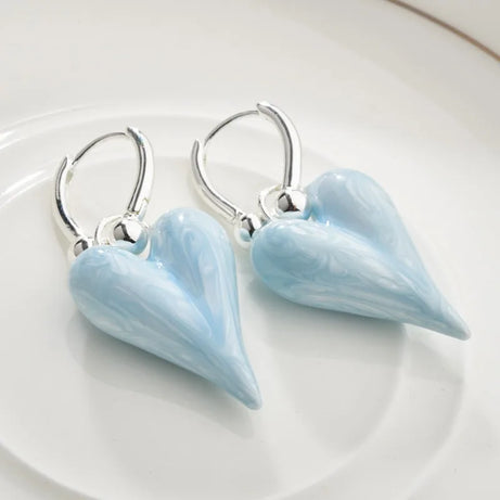 Melted Heart Drop Coquette Earrings Blue Shoptery