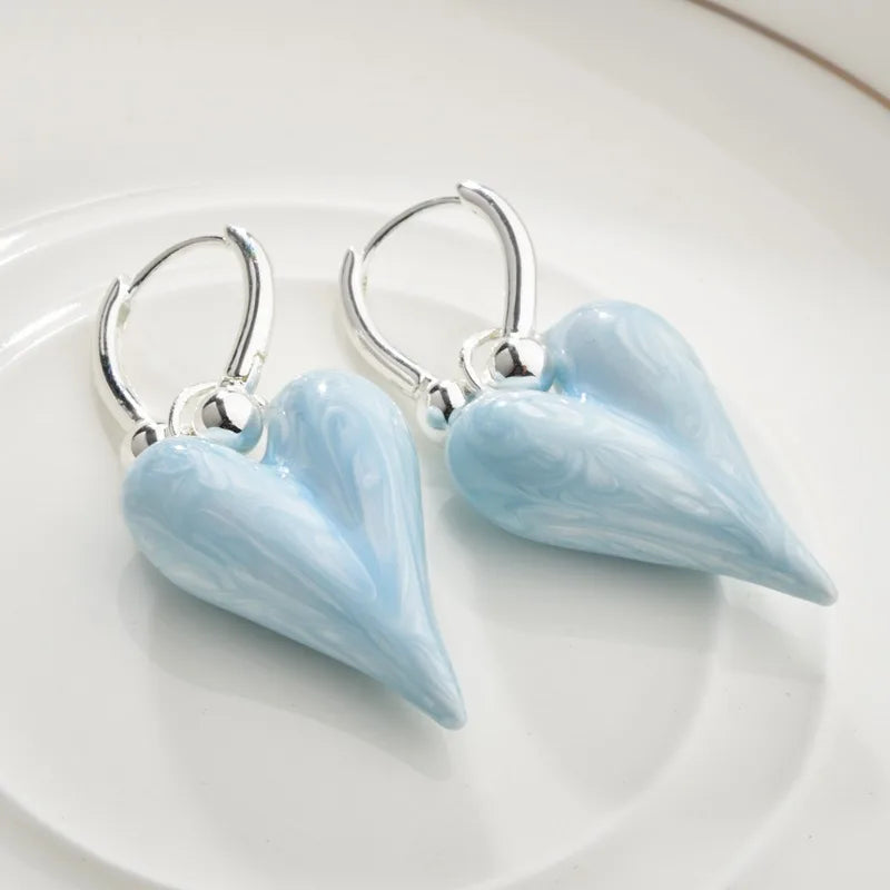 Melted Heart Drop Coquette Earrings Blue Shoptery